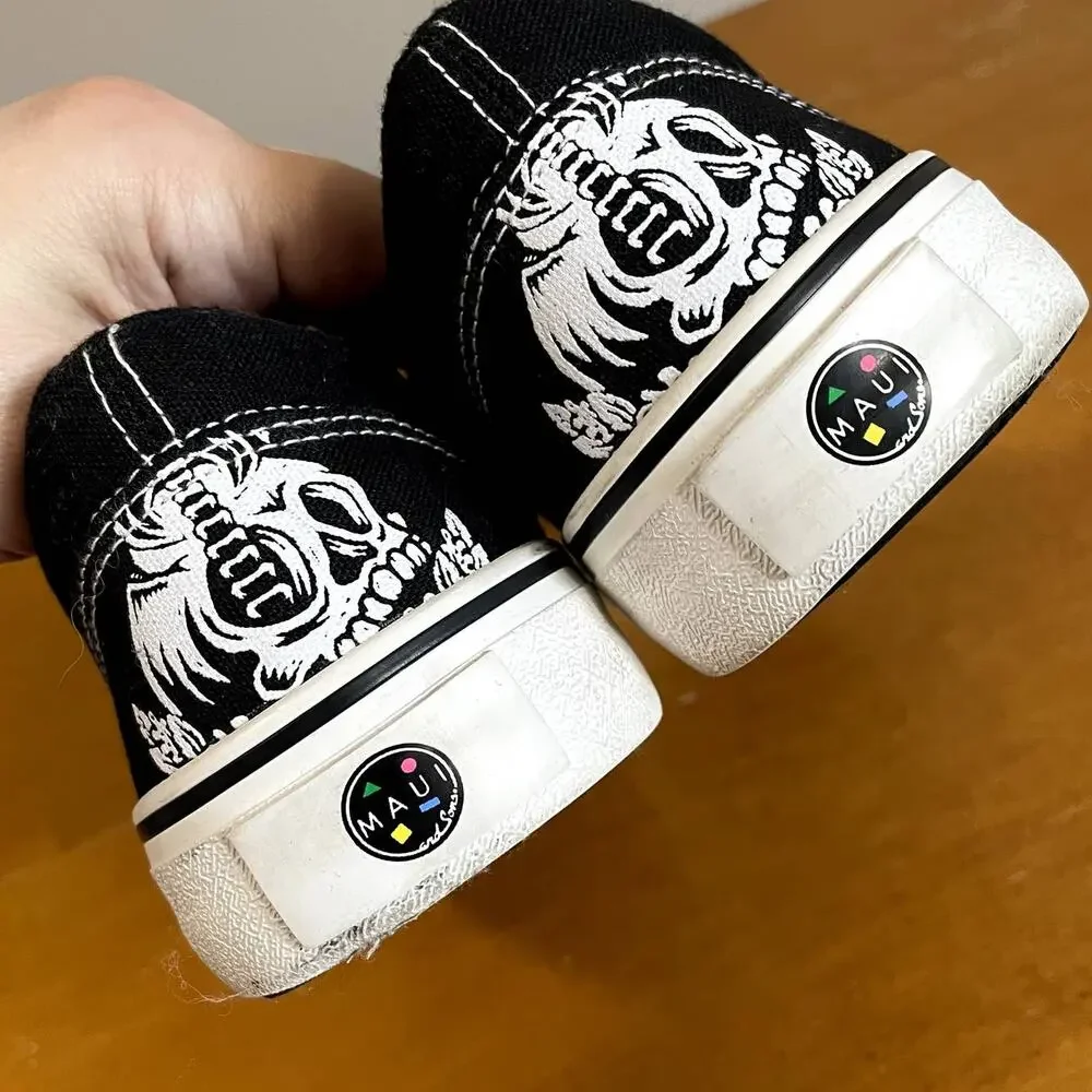 Maui and Sons Mens Size 9 Shoes Slip On Canvas Skull Born in Maui Raised in Cali